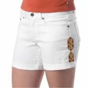 prAna the Kara Short Embroidered White Denim Shorts Women's Size 10